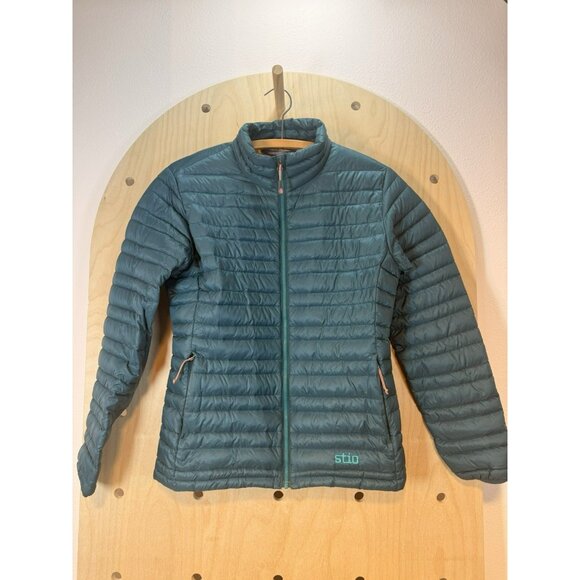 $249 Stio PINION 800 Down Sweater Fullzip Women's Med Hillside Spruce Green - Picture 2 of 16
